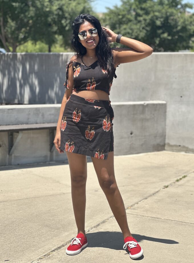 Coffee Butterfly Skort Set